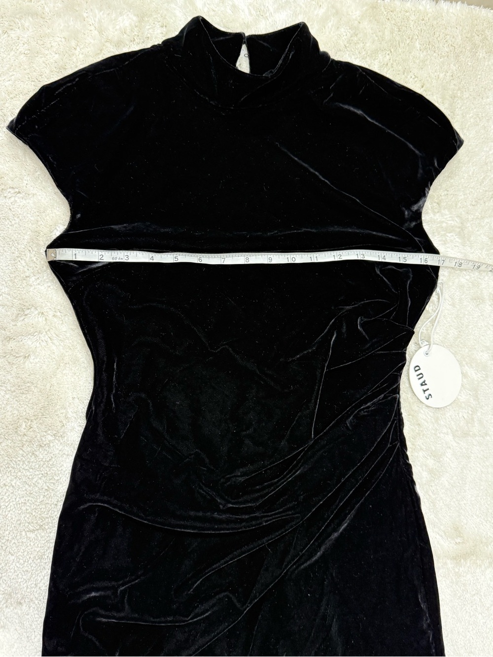 NWT STAUD Tina Maxi MockNeck Open Back Rushed Gown Dress, size 4 - Picture 11 of 16